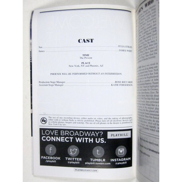 Phoenix Playbill August 2014 Julia Stiles James Wirt Broadway NYC Theatre Cherry - Picture 5 of 7